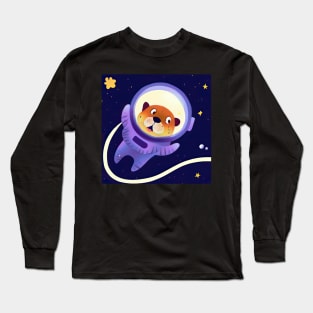 OtterSpace Astronaut Otter in outer space cute Illustration Long Sleeve T-Shirt